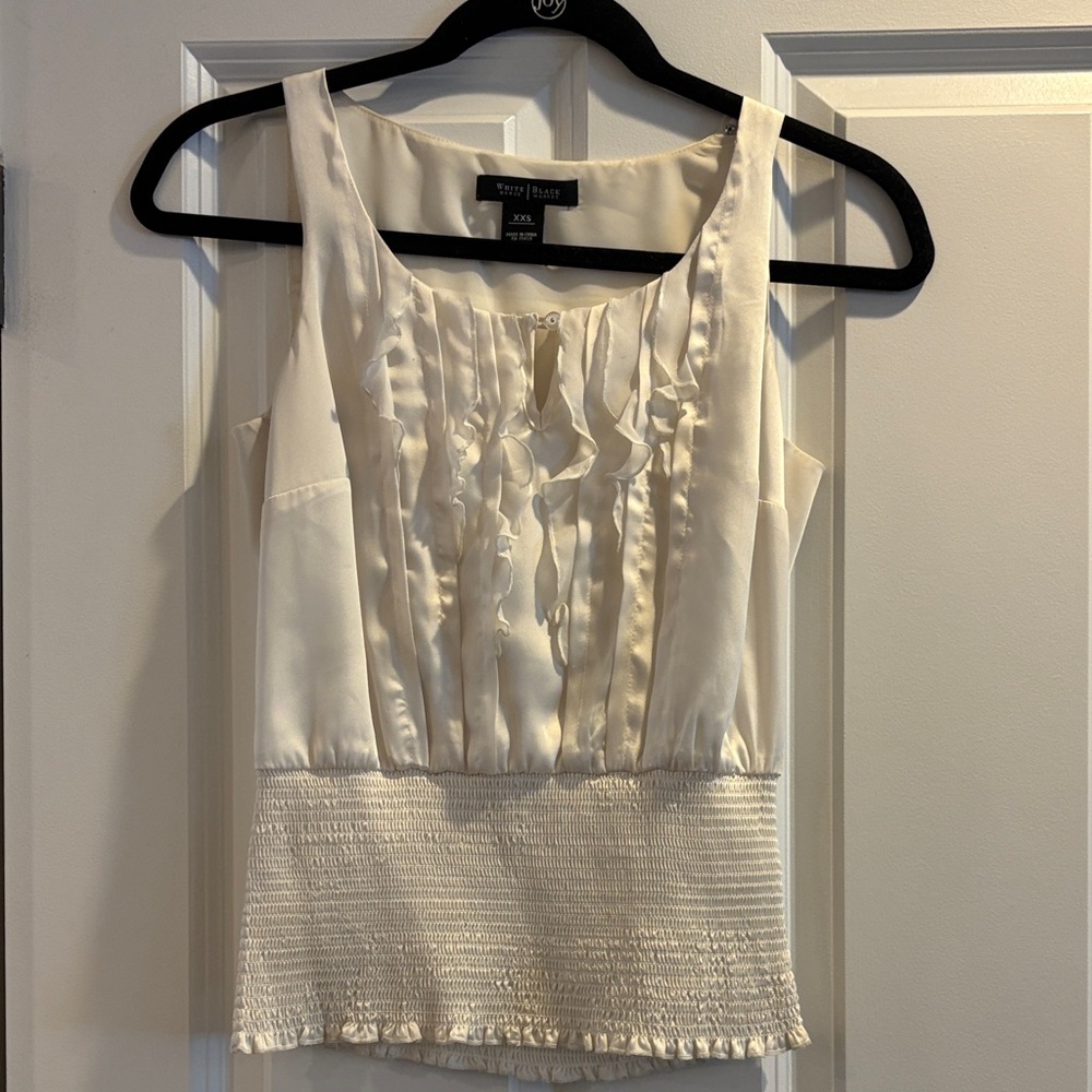 White House Black Market Ivory Ruffle Blouse